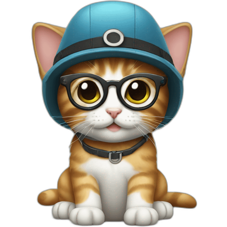 kitten with glasses and a propellor hat on emoji