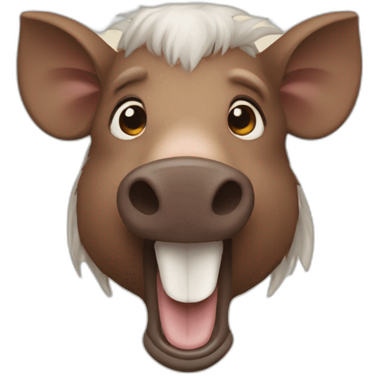 anthropomorphic brown boar with white tusks emoji