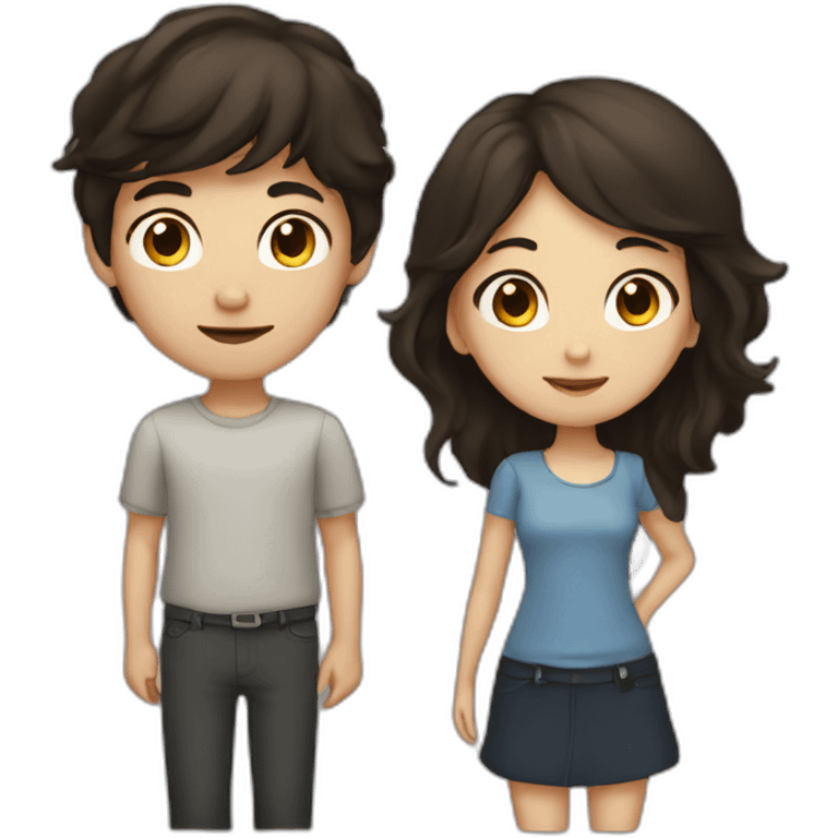 dark hair boy and brunette girl emoji