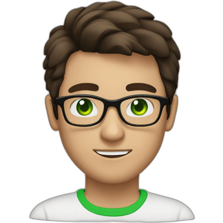 IT guy in round glasses with green eyes and dark brown hair emoji