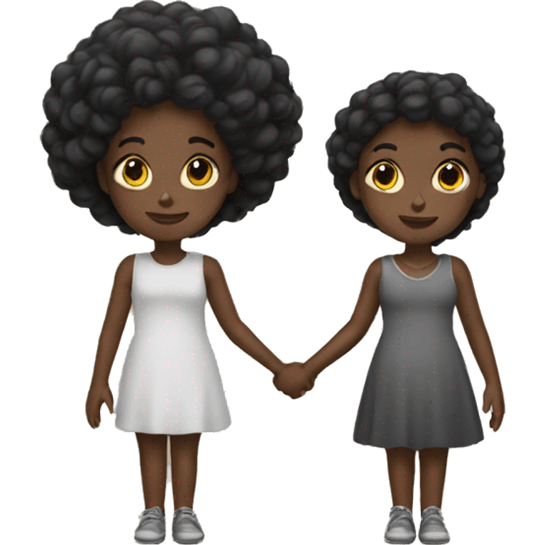 Two black girls holding hands  emoji