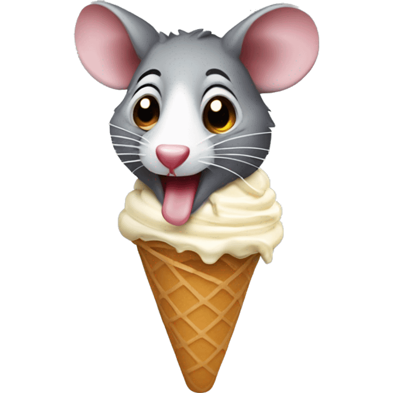 Possum licking ice cream cone emoji