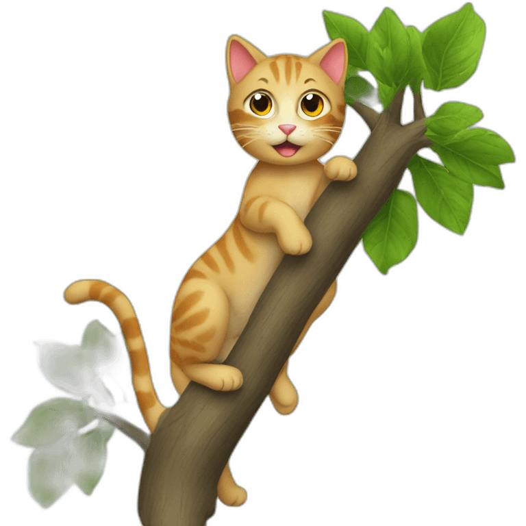 cat climbing tree emoji