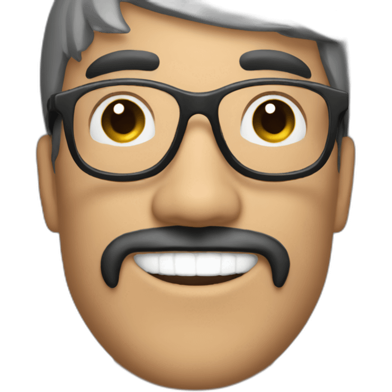 smiling chilean man with short straight black hair and black beard and round white glasses emoji