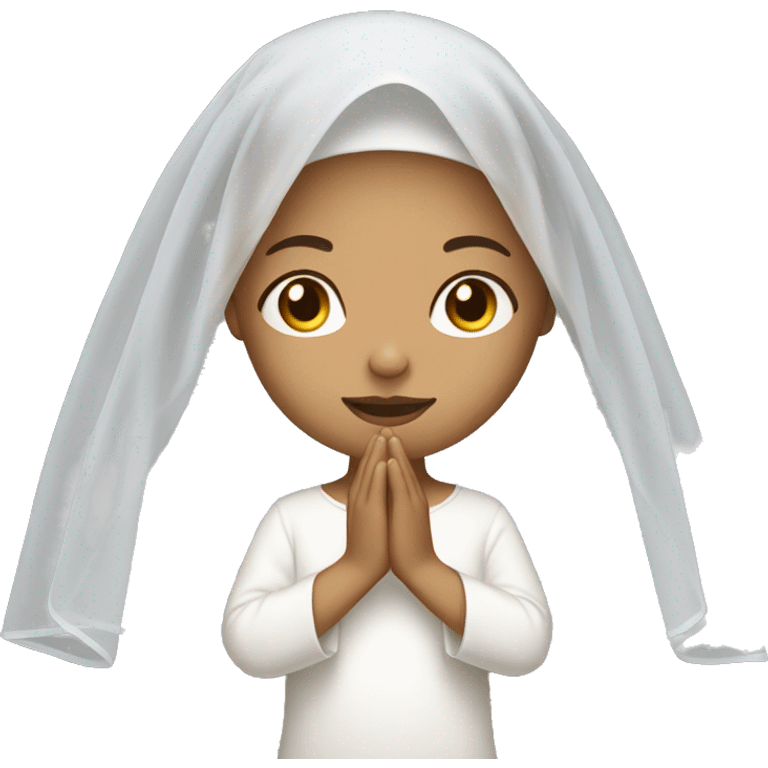 Light skin girl praying with white veil  emoji