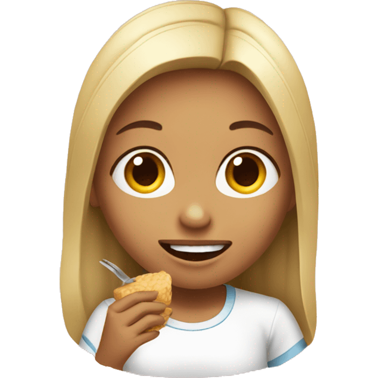 A girl eating   emoji