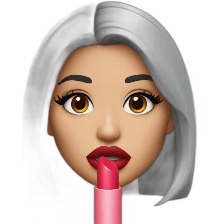 Kylie Jenner holding her lipstick lips emoji