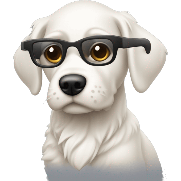 joven gafas piel blanca  y con algo más de pelo con perro pincher emoji