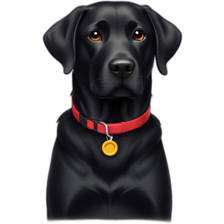 Black Labrador with a red collar emoji