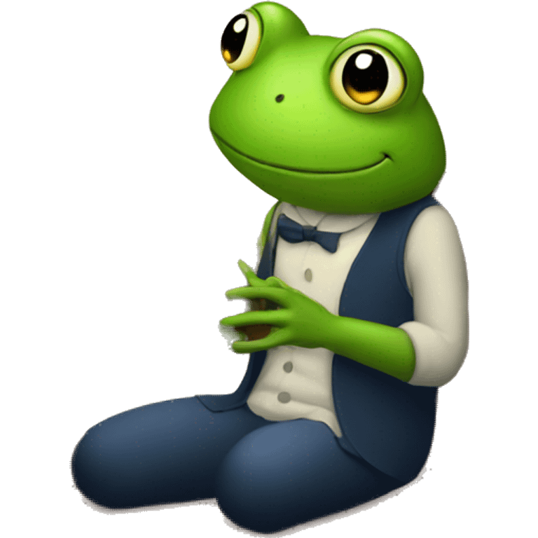 quiet evening with a frog smoking by candlelight emoji