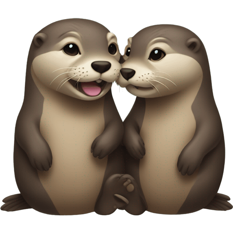 two otters in love emoji