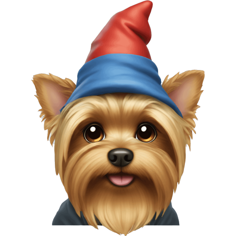 Yorkie dressed as gnome emoji