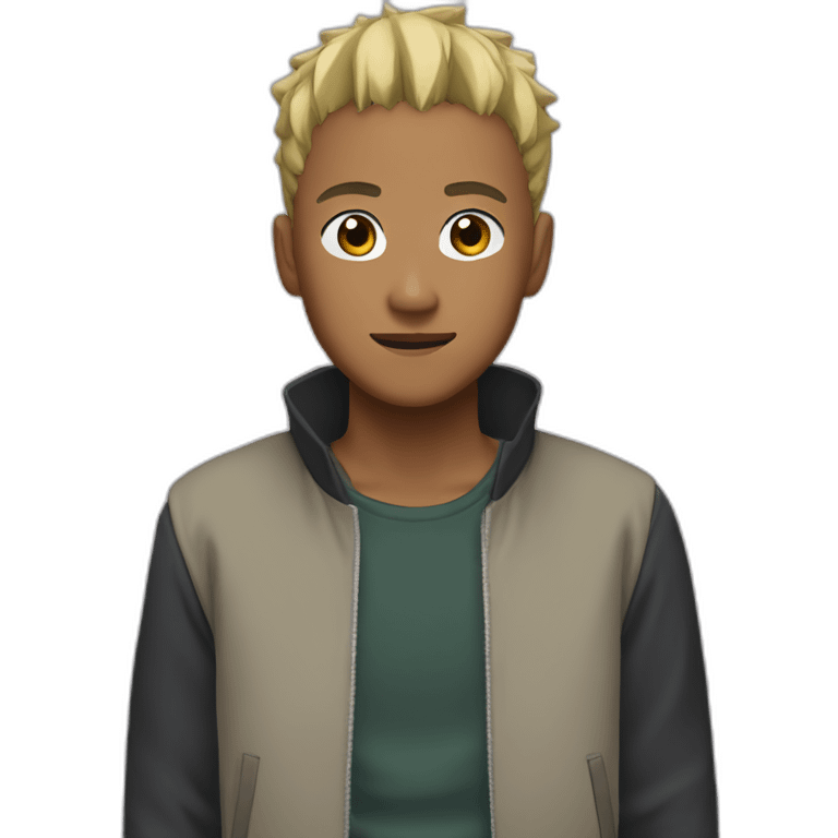 Create a Naruto character with light brown skin and short hair  emoji