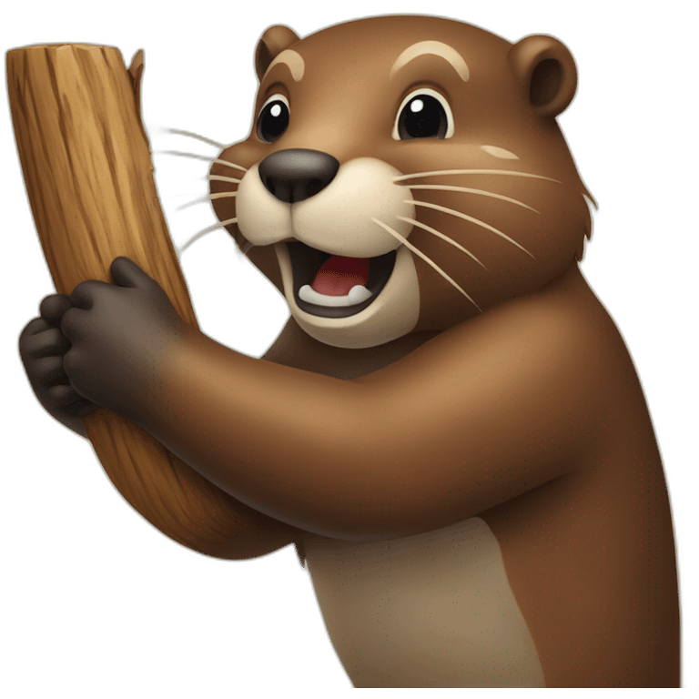 Beaver biting wood emoji