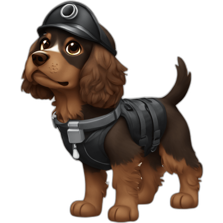 brown and black spaniel dressed as pilot emoji