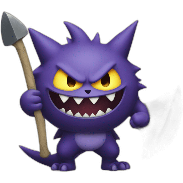 Looney gengar with a hand axe emoji