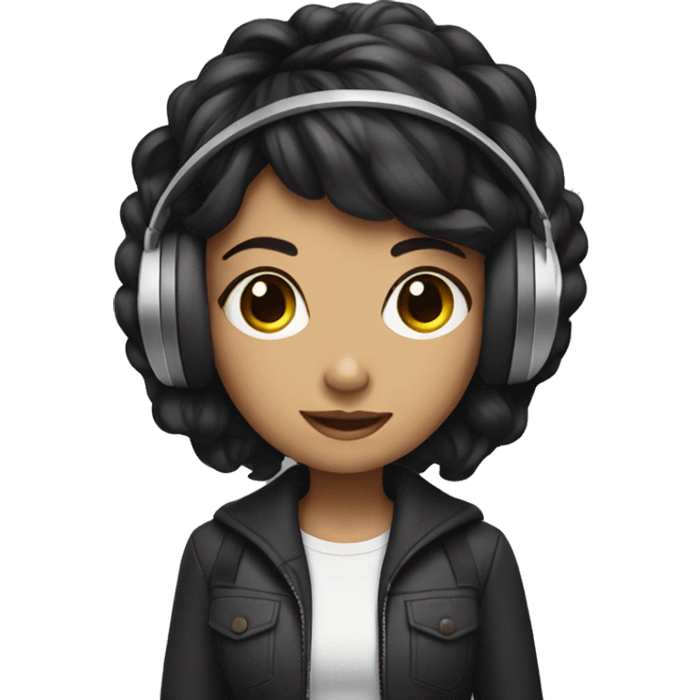 A girl with a square hairstyle and dark hair wearing headphones emoji