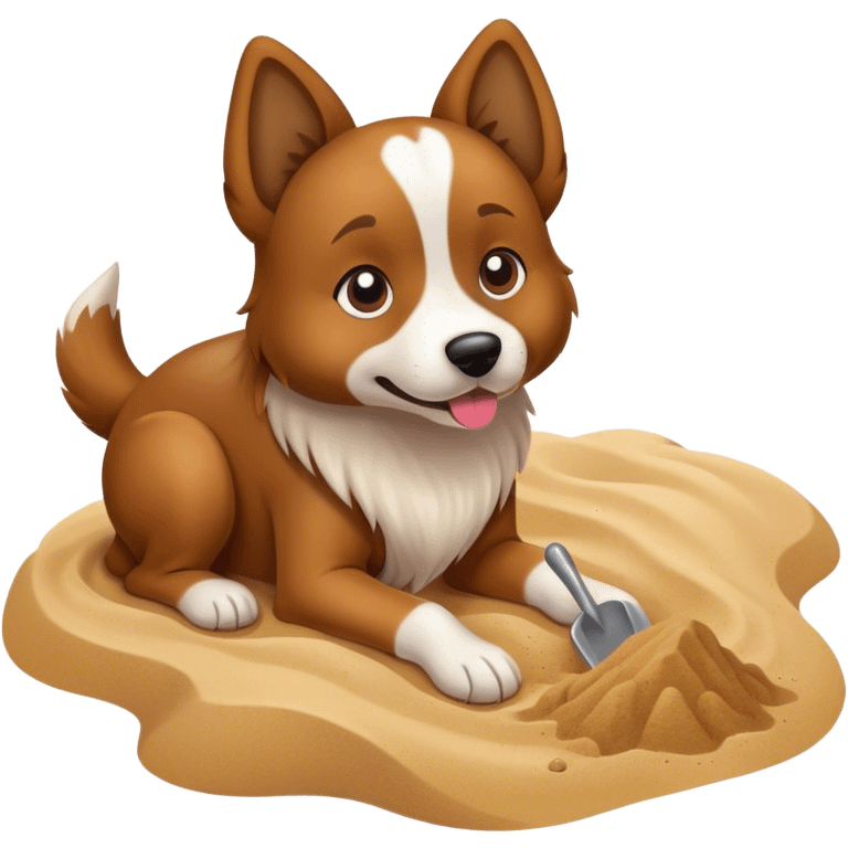 Dog digging in the sand  emoji