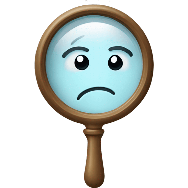 Magnifying Glass with sad face emoji