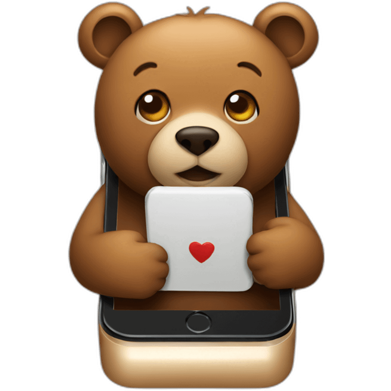 Bear on a smartphone emoji