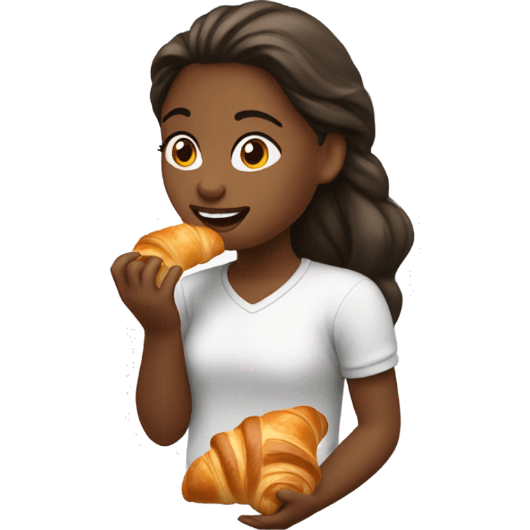 girl eating croissants  emoji