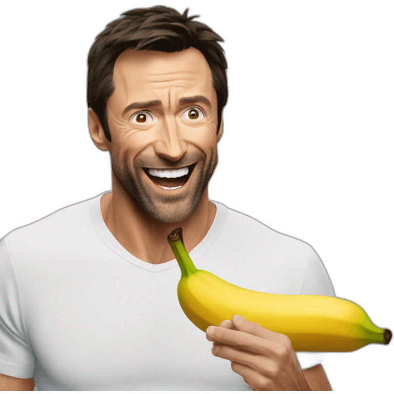 Hugh Jackman eating banana emoji