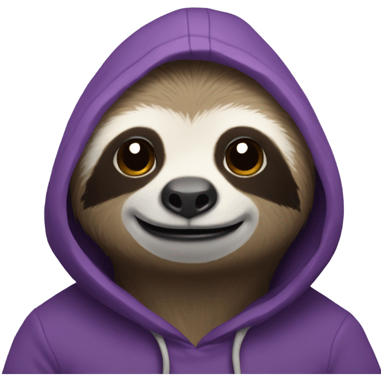 Sloth with purple hoodie emoji