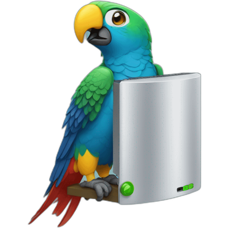 parrot with a server emoji