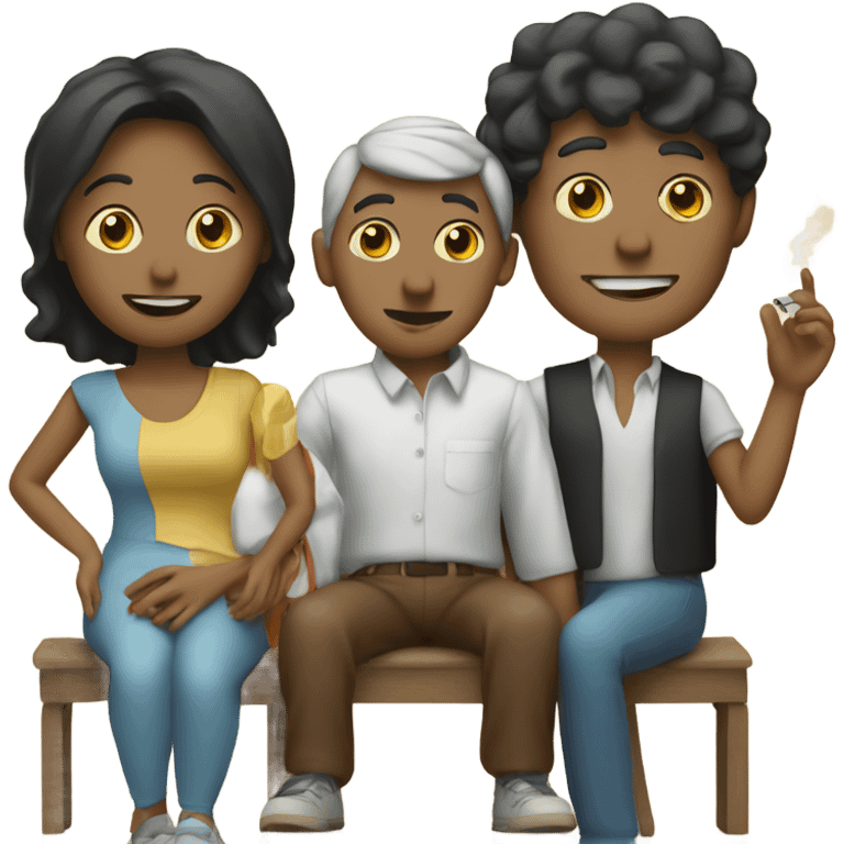 cigarette personified as a man with wife and kids  emoji