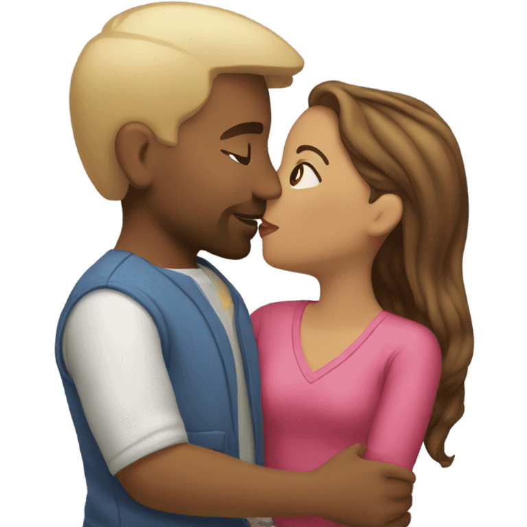 Puerto rican beard short brown hair and blond long hair girl kissing  emoji