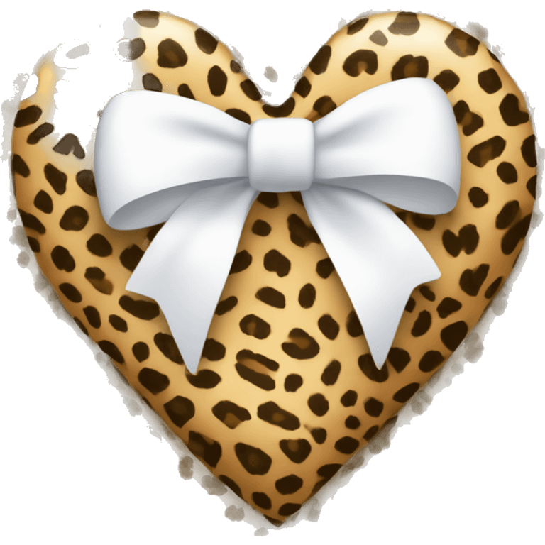 Cheetah print heart with white bow emoji