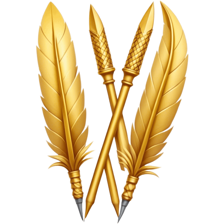 two golden quills crossing in front of each other emoji