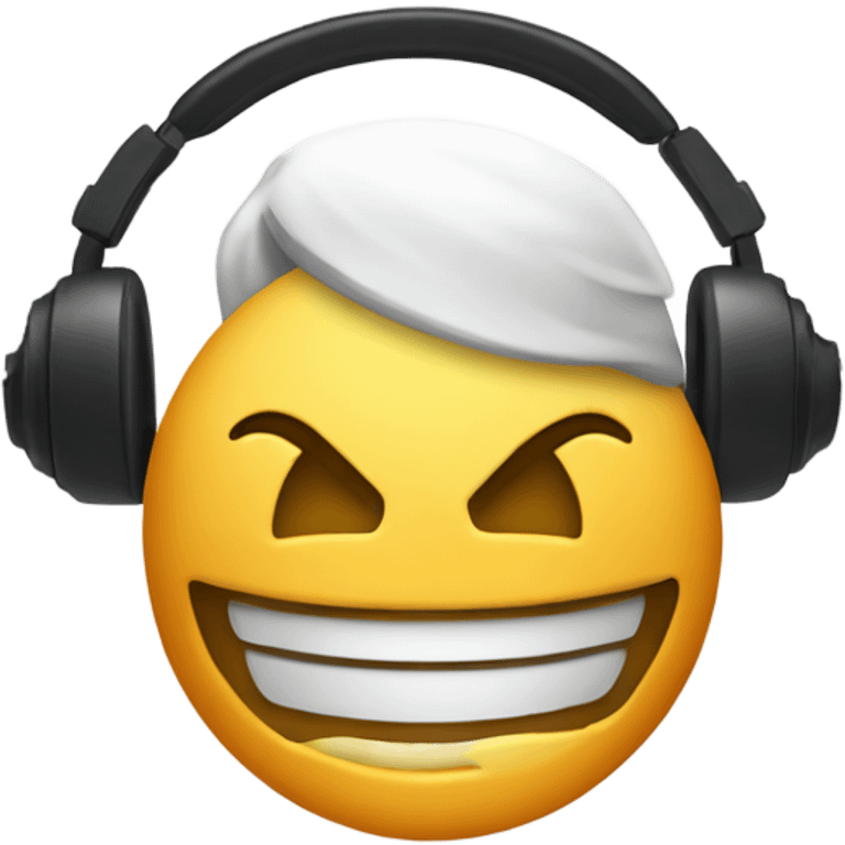 default apple smile emoji with headphones circle head non human emoji