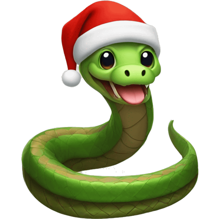 A snake with a Santa Claus hat emoji