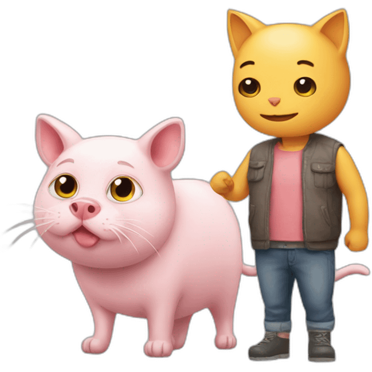 cat with pig and human emoji