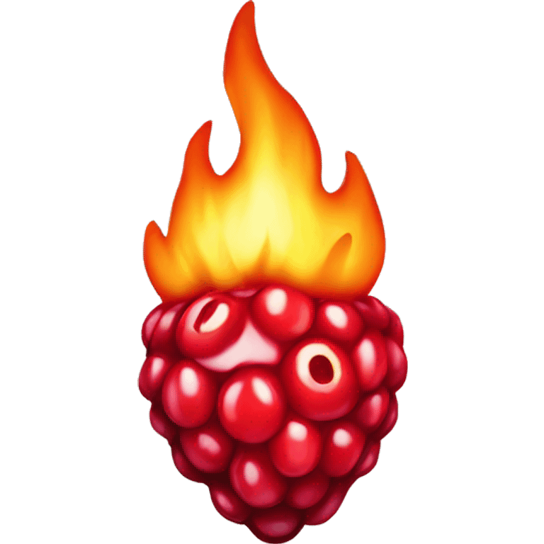 Raspberry on fire emoji