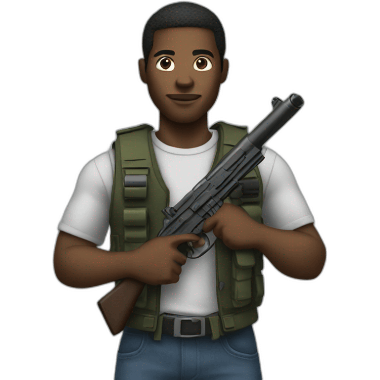 black man holding toy gun emoji