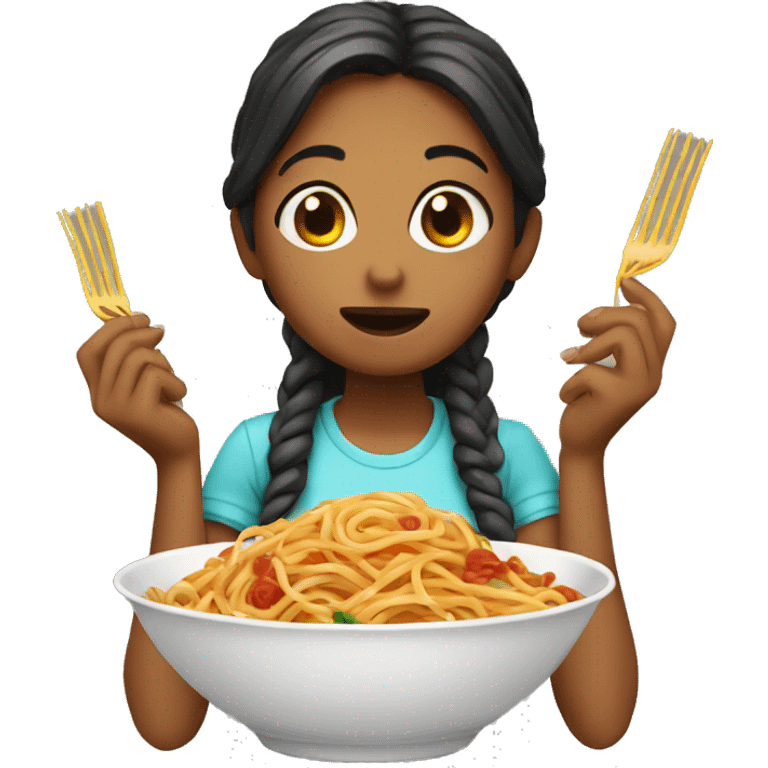 Girl eating spaghetti emoji