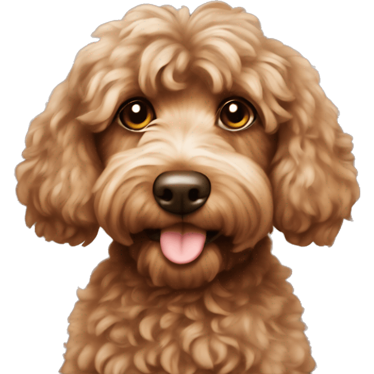 Brown fluffy cockapoo with a bow on ears  emoji