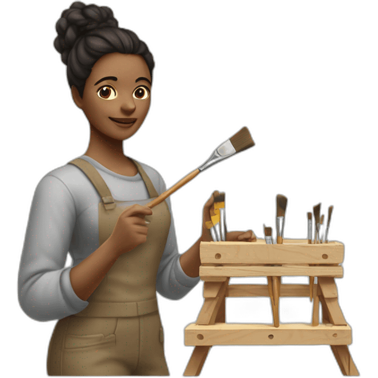 Woman paintor with pallet and brushes emoji