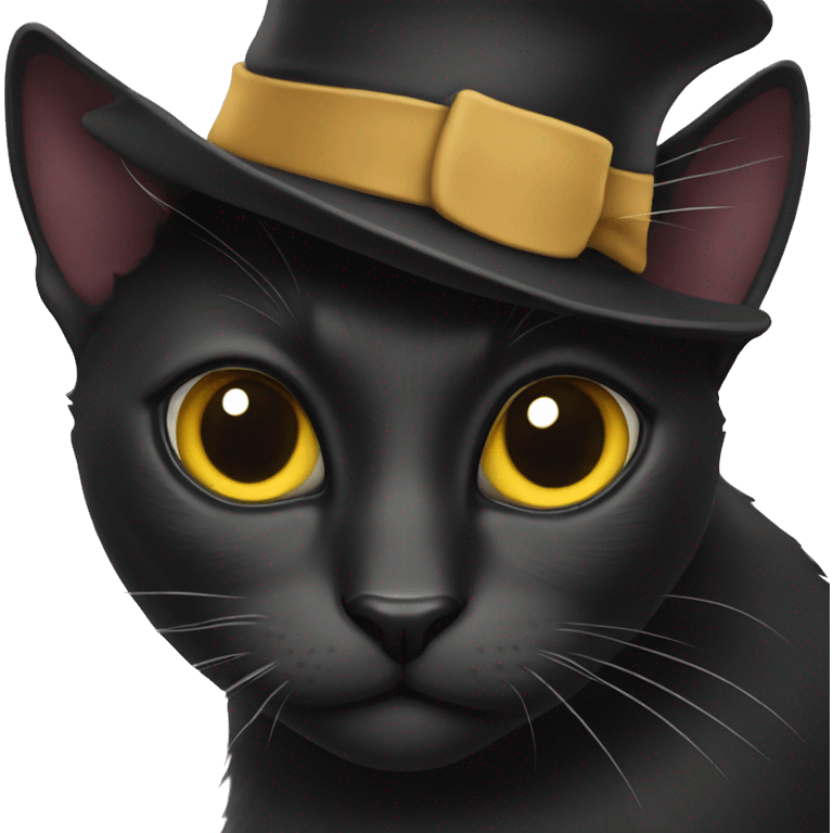 Black cat with hat emoji