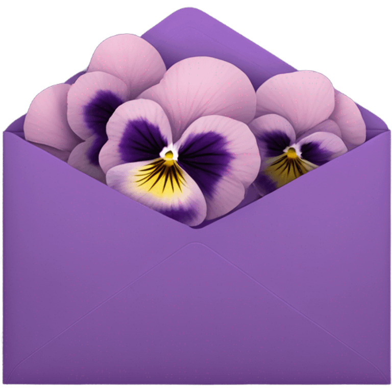 light pink pansies placed in a dark purple aesthetic envelope  emoji