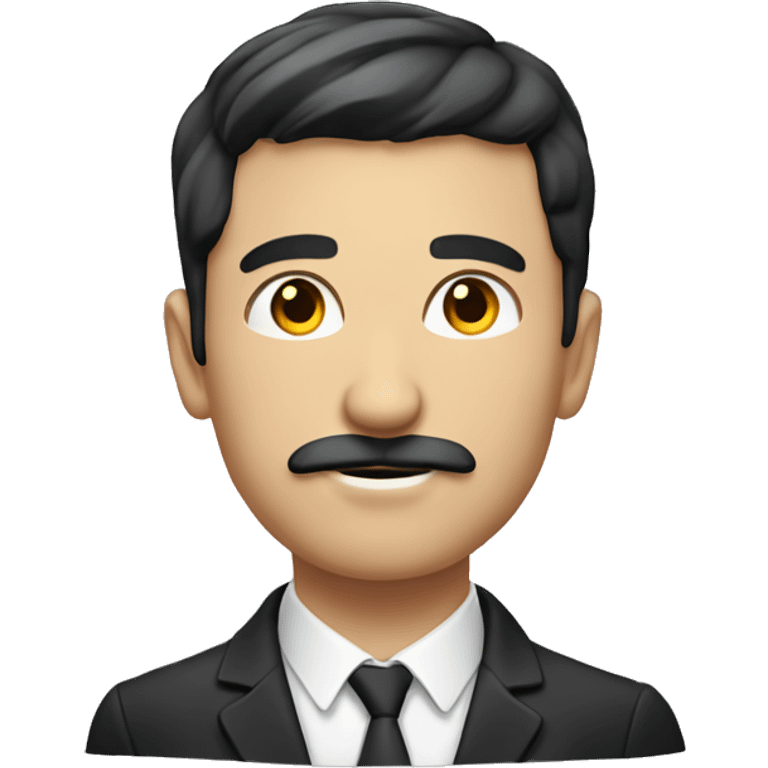 man with round face, stubble with moustache. dark hair with light wave emoji