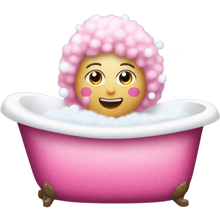 Pink glitter bathtub with bubbles  emoji