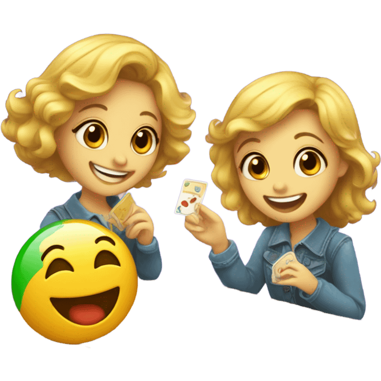 Cute girls playing trivia emoji