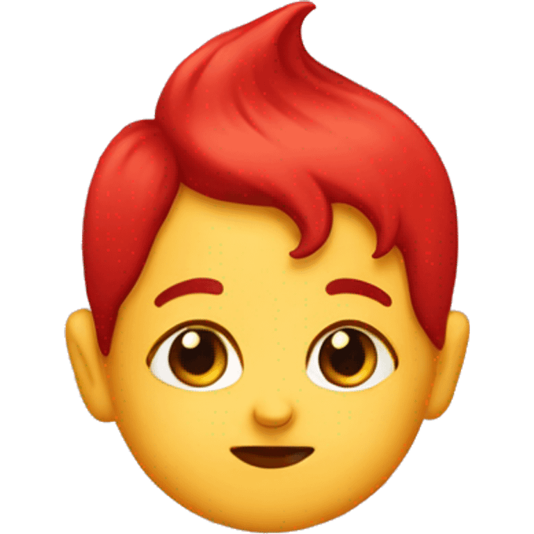 Baby with red saucy nuggets emoji