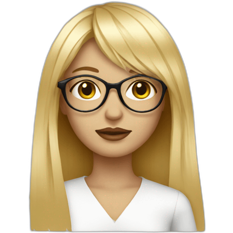 blonde designer with glasses and fringe emoji