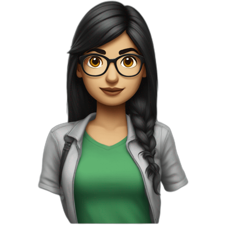 realistic mia khalifa with a small top emoji