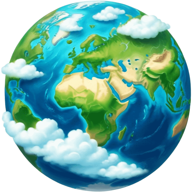 Cinematic Realistic Earth, depicted with vibrant blue oceans, clouds, and lush green continents rendered in exquisite detail, high shine, and a soft radiant glow that captures the dynamic, life-sustaining beauty of our home planet. emoji