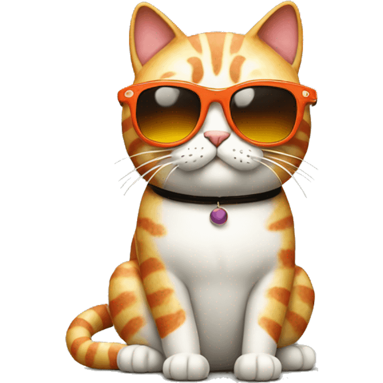 cool Cat wearing sunglasses made of sushi emoji